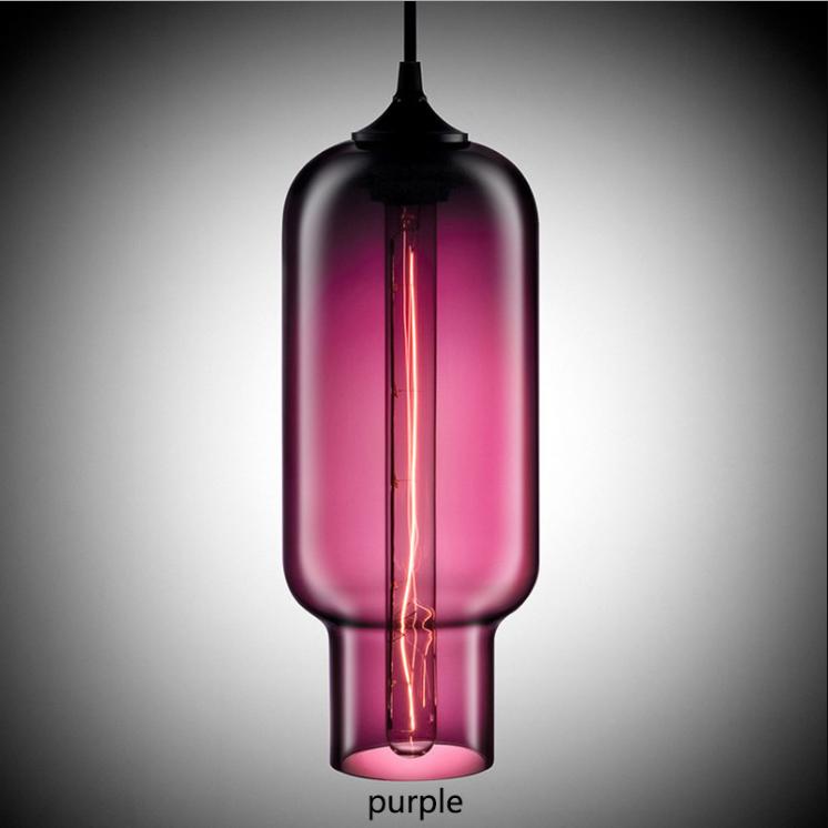 7 color Industrial Colourful glass ball led Pendant Lamps modern e27 lights restaurant living room
