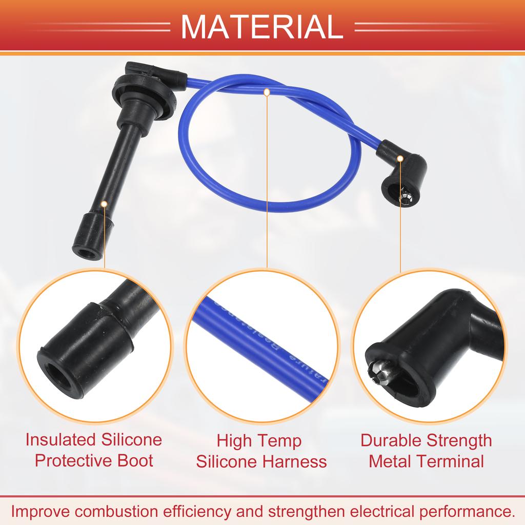 UXCELL 4pcs Spark Plug Wire Ignition Coil Cable No.32722PM6B00 for Honda Civic CRX 1988