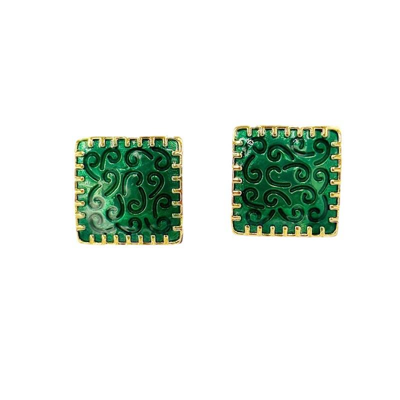 Summer Women'S Premium Earrings Drop Glaze Square Stud Earrings