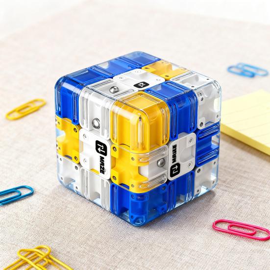 1/2Pcs 3D Puzzle Maze Cube Brain Teaser Rolling Ball Maze Cube Spatial Recognition Logical Thinking Improving Bead Maze Educational Toy