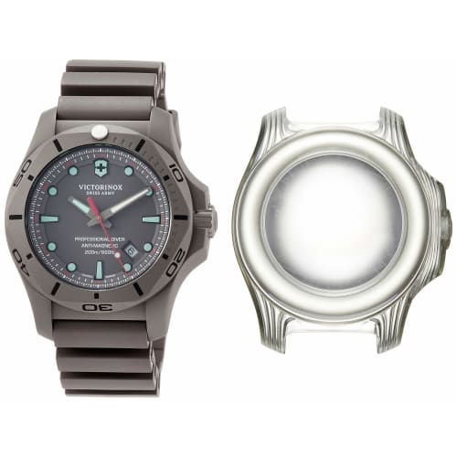 

VICTORINOX I.N.O.X. PROFESSIONAL DIVER TITANIUM Wristwatch with Sandblasted Titanium Case, Gray Dial, and Gray Rubber Strap (241810)