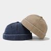 Vintage Bawełniana Czapka Beanie Unisex Hip Hop Streetwear Dla Mężczyzn i Kobiet Retro Jednolity Kolor Kapelusz Melonowy Oddychająca Czapka Beanie do Tańca