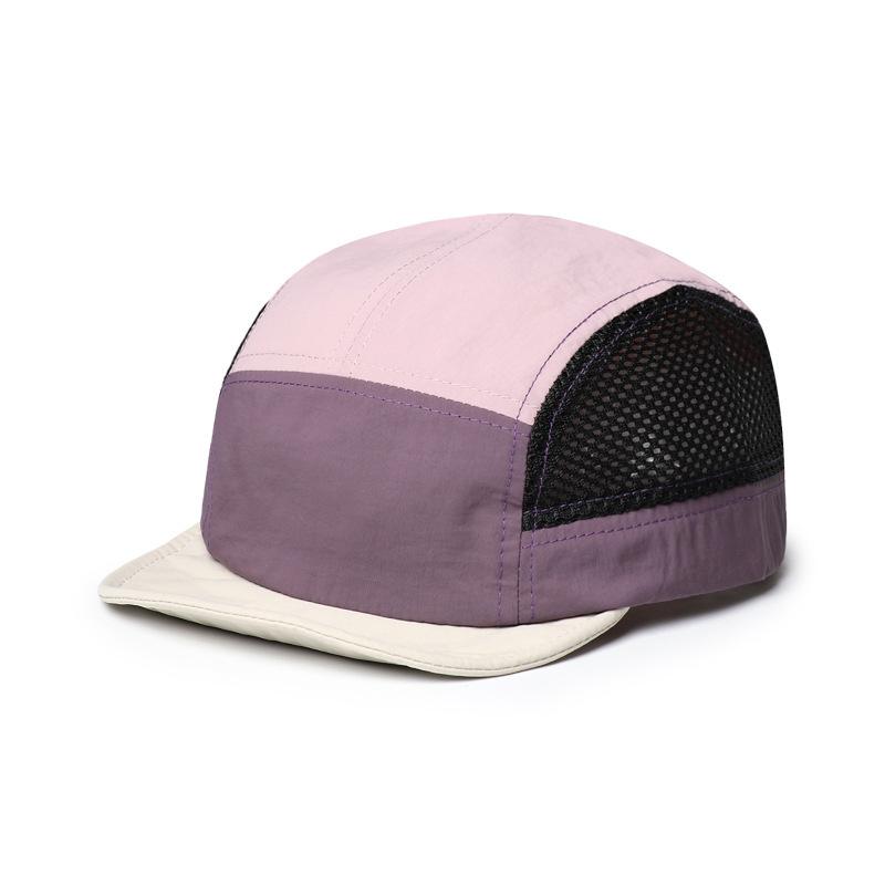 Summer mesh cap, breathable and quick-drying, short-brimmed baseball cap with color-blocked soft top, suitable for outdoor sports and sun protection