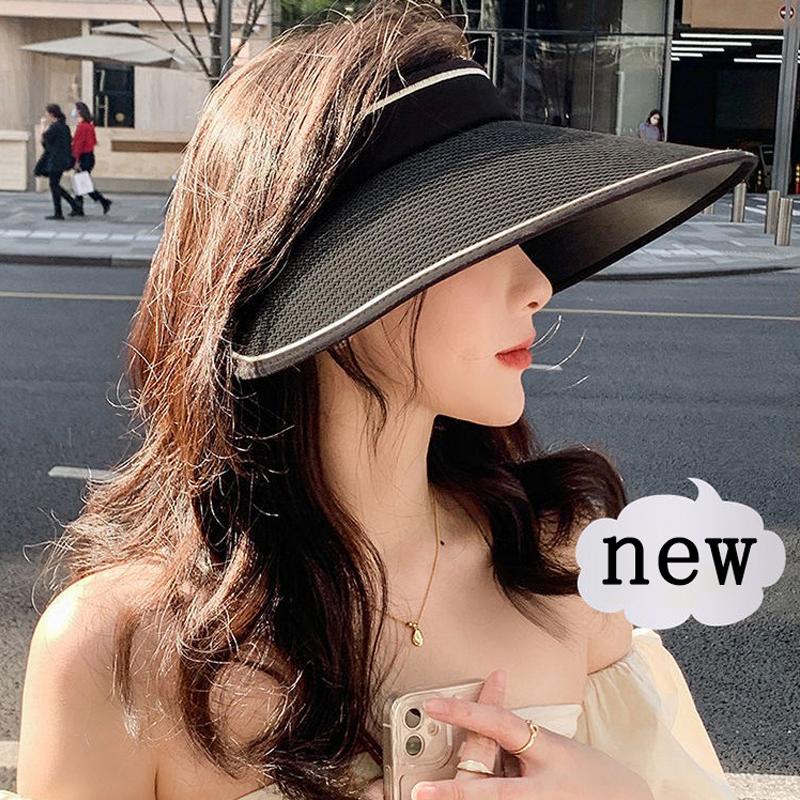 Large brimmed summer cycling empty top sun protection women's sun hat sun protection widened foldable storage