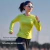 Yuebu Women's Thickened Breathable Grid Long Sleeve Running T-Shirt