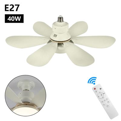 Plafonnier Ventilateur Intelligent avec Télécommande Base d'Éclairage E27 Ventilateur de Plafond 3 Vitesses Lampe LED pour Chambre Salon Lumière AC85-265V