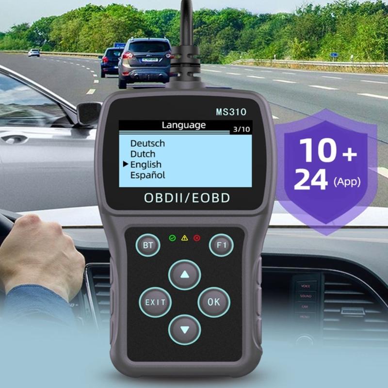 2.4in Display OBDII Scanner Car Fault Code Reader Battery Tester with Readiness OBDII Diagnostic Scanner