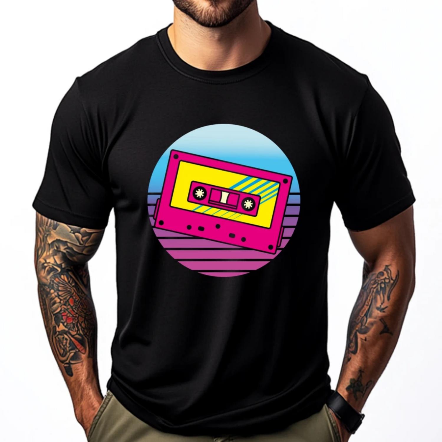 

Retro 80s Music Lover 1980s Mixtape Cassette Graphic Tees Men Oversize Man T-shirts Shirts Men Graphic Funny Shirt S чёрный