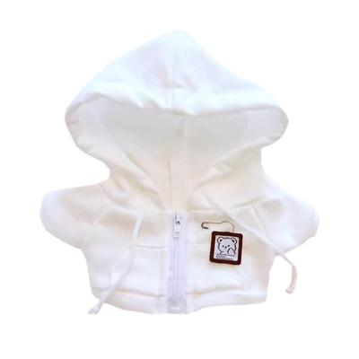 Niannyyhouse 10cm~15cm 20cm Plush Clothes Hoodie Cardigan Jacket Cotton Doll Dress-Up (White 20cm)
