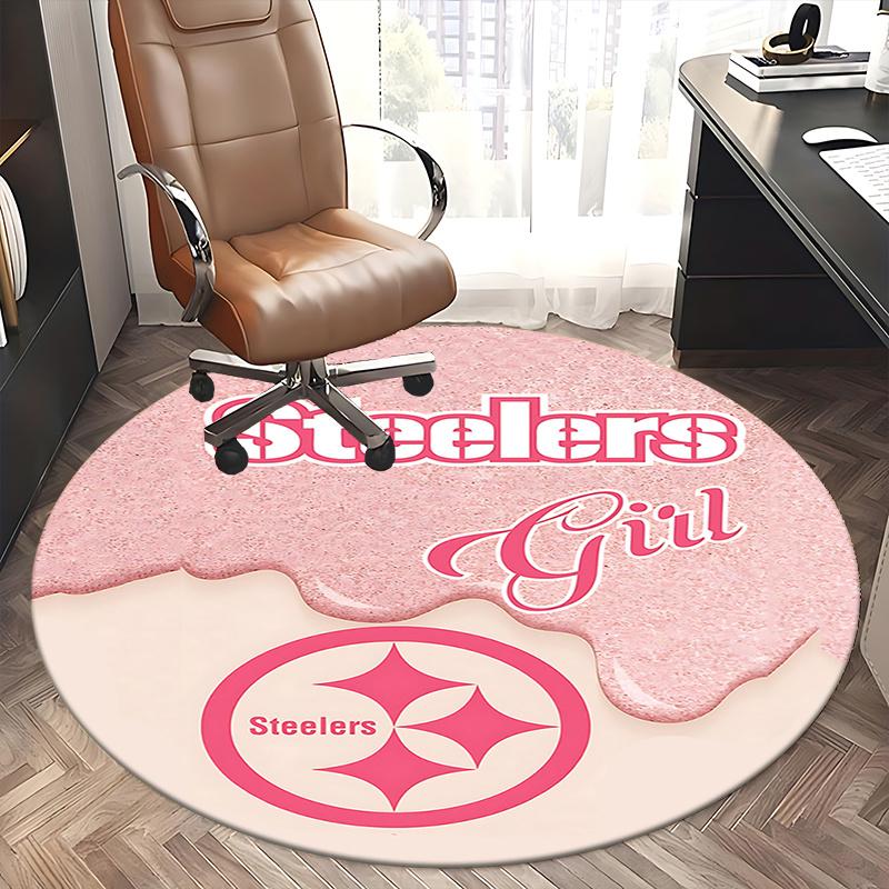 Pittsburgh Steelers Girl Chair Mat - Round Carpet, Home Decor, Sofa Rug, Office Mat, Gift for Sports Fans, Suitable for Bedroom