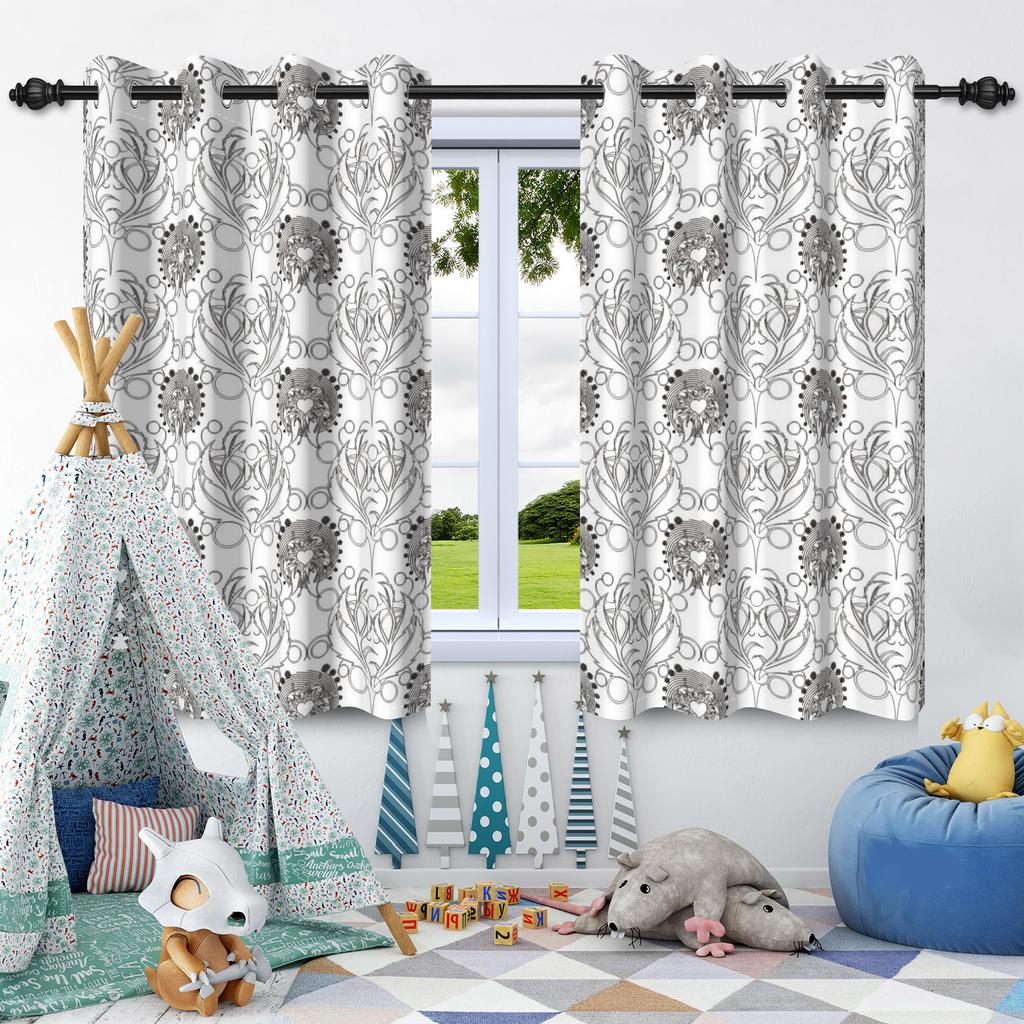2Pcs Blackout Curtains Fresh Flowers Plants Leaf Bedroom Living Room Darkening Thermal Insulated Grommet Window Curtain Drape