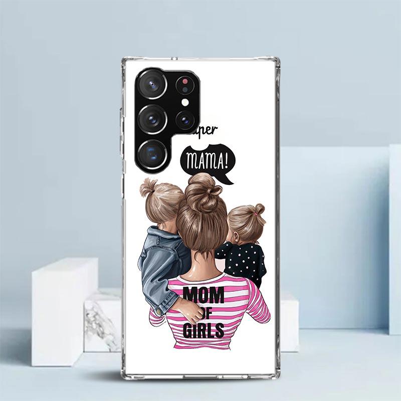 Baby Mom Girls Phone Case For Samsung Galaxy S24 S25 Edge S26 Ultra S22 S23 Plus S21 + S20 FE Soft TPU Back Cover Galaxy S22 S23