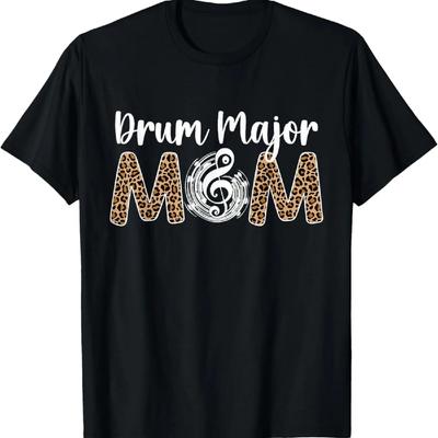 Drum Major Mom Leopard Mom Of A Drum Major Mother T-Shirt (2)