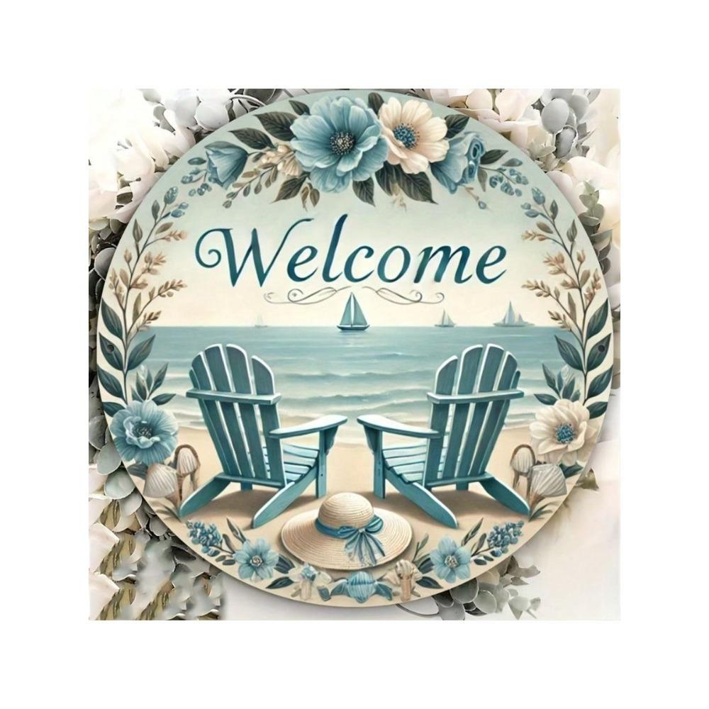 Summer Beach Metal Wall Art Engraved Sign Home Decor