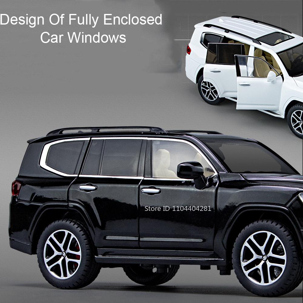 1:24 Land Cruiser Rav4 Modellspielzeug Legierung Diecast Auto Sound Licht Rückzug Türen geöffnet Gummireifen Miniaturautos Sammeln Geschenke