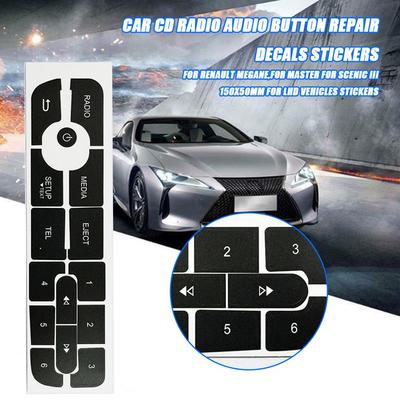 Auto CD Radio Audio Tasten Reparatur Aufkleber Aufkleber Für Renault Megane FÜR Master FÜR Scenic 3 150X50MM Für LHD Fahrzeuge Aufkleber H3Q8
