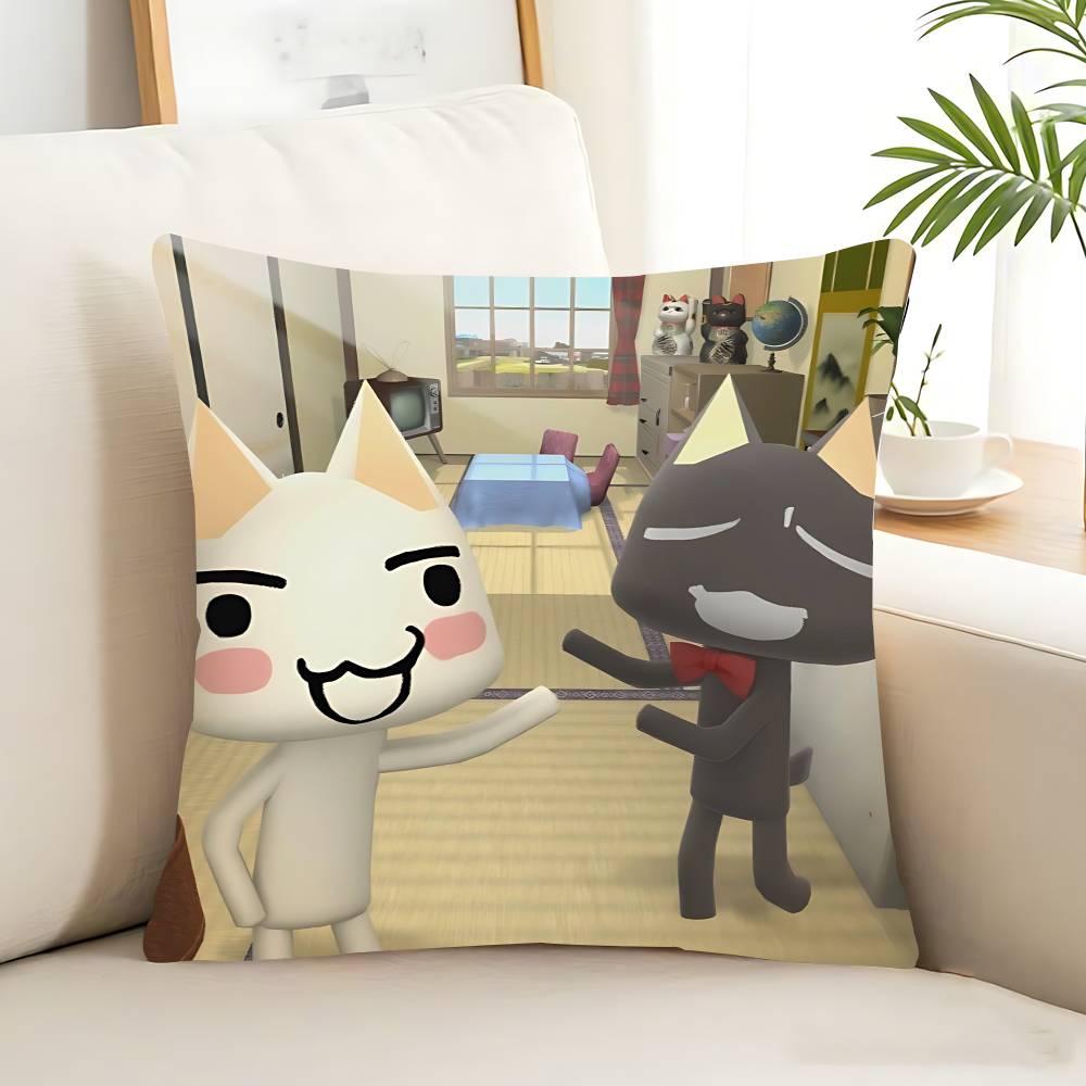 Kawaii T-Toro Inoue Cat Pillow Case Removable Washable Cushion Cover – All-Season Soft Linen