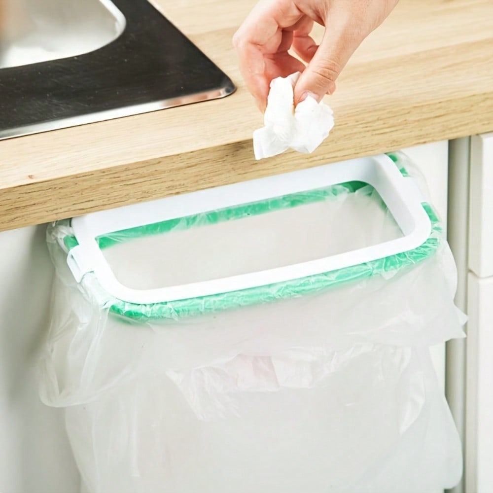 Kitchen Trash Bag Holder, Cabinet Trash Bag Simple Hanger, Plastic Bag Stand, Hanging Trash Can Holder, Door-Mounted Cabinet Trash Can Holder