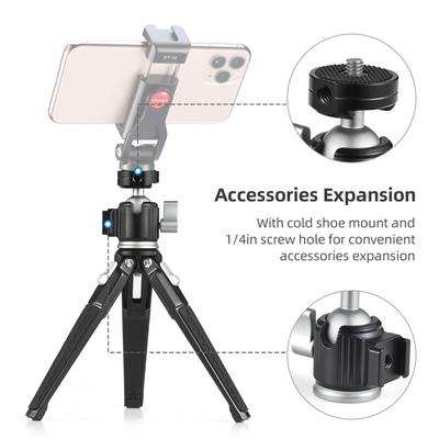 Multifunctional Mini Tripod Desktop Tripod Stand Aluminum Alloy 360 Degrees  Rotatable Ballhead with Cold