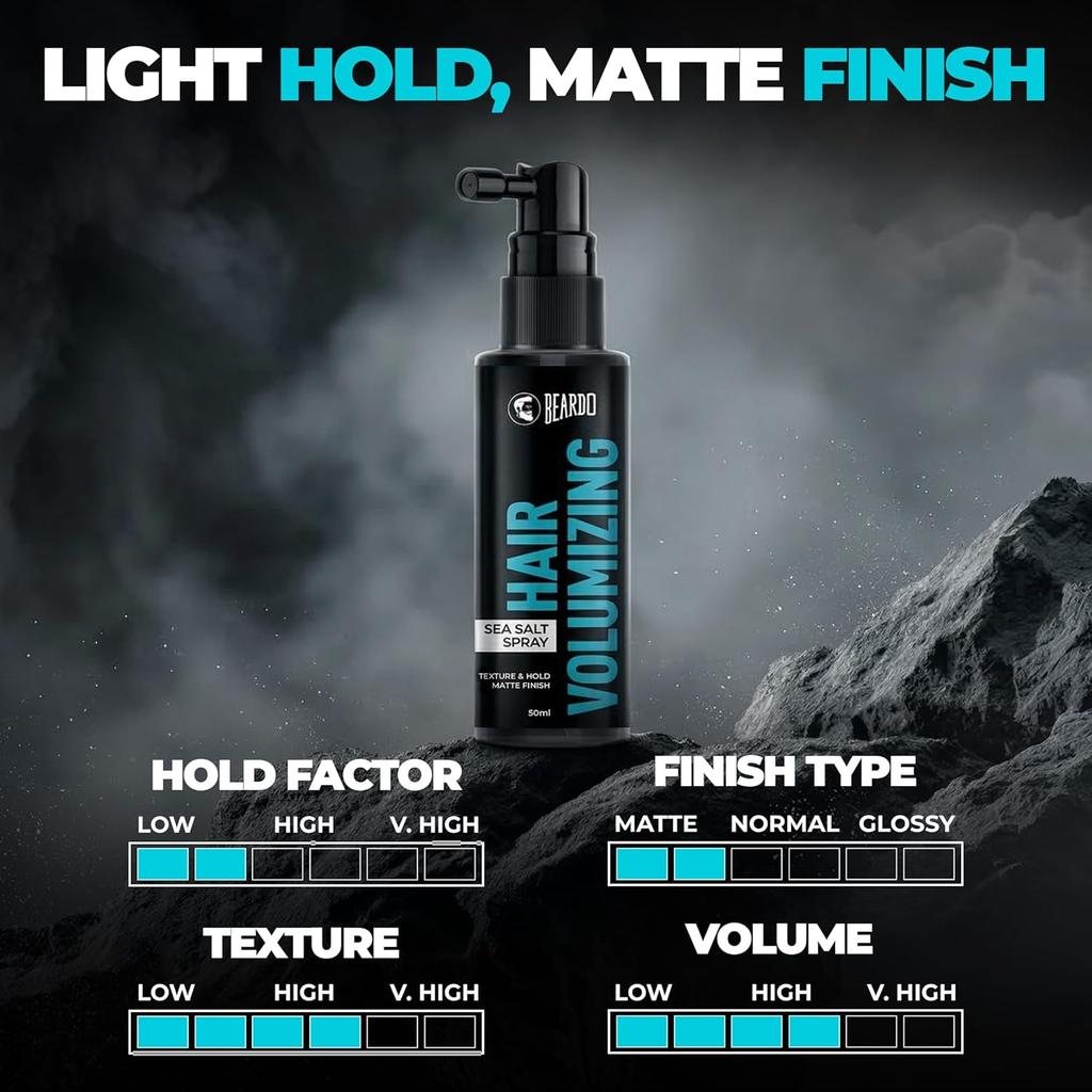 Beardo Spray Sale Marino Volumizzante per Capelli 50 ml Spray Texturizzante a Tenuta Opaca Finish Naturale Spray Styling Capelli per Uomo Donna