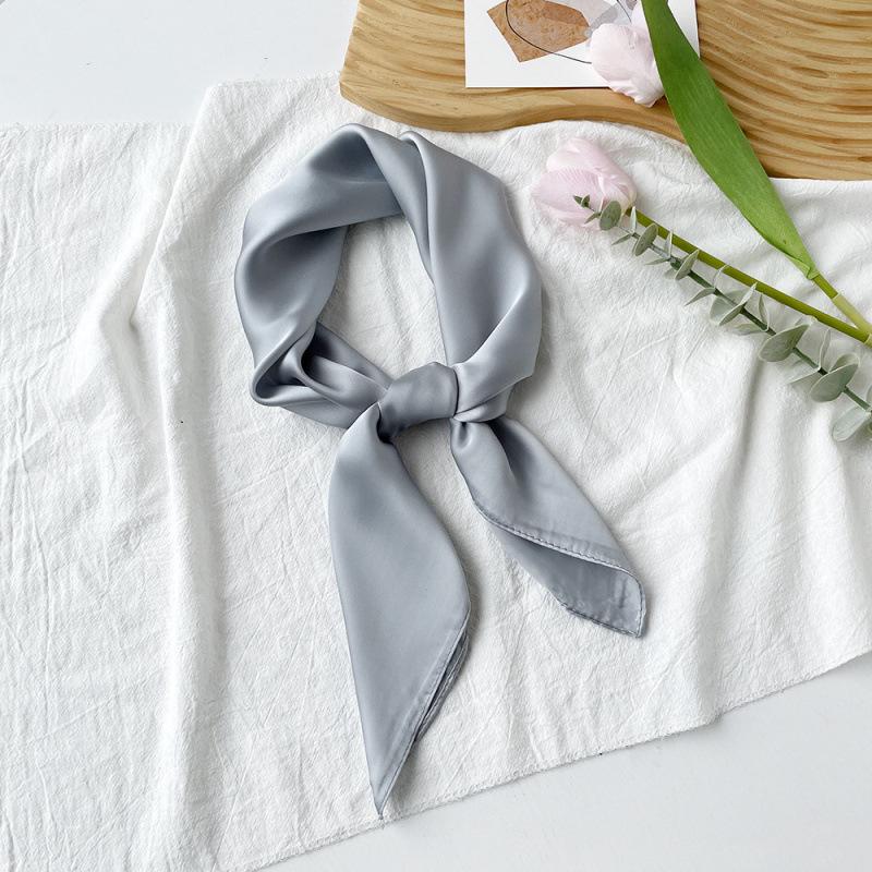 Dopamine Color Silk Scarf: Women's Solid Small Square Neckerchief & Headband