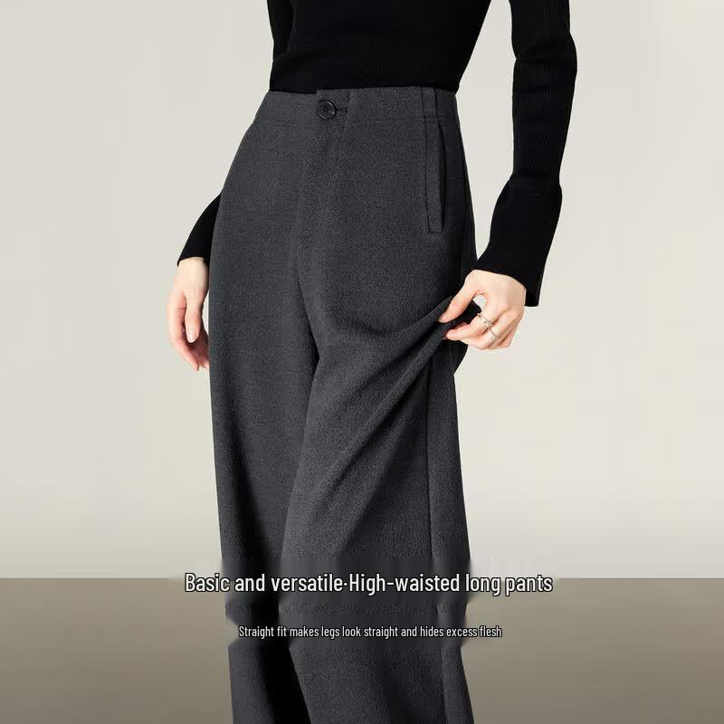 Women's Silk & Wool Blend High-Waisted Straight-Leg Pants