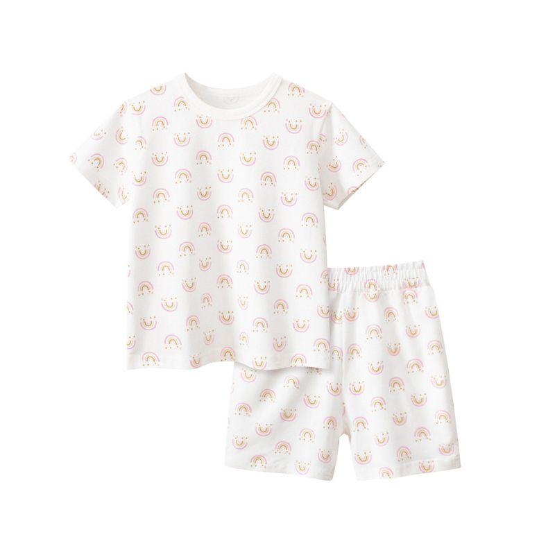 27Home Brand Summer Kidsren's Short-Sleeved Suit Lycra Cotton Home Clothes Pajamas Two-Piece Set Baby Girl Clothes