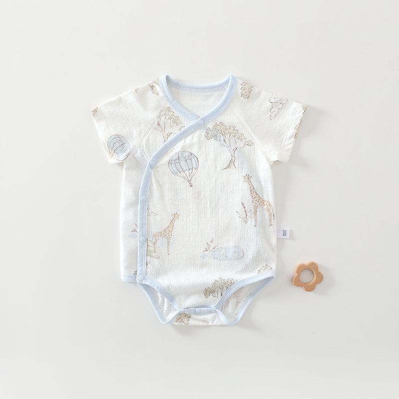 Bamboo Fiber Baby Jacquard Short Sleeve Summer Bodysuit Romper