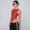 Women's Simple Round Neck Sleeveless Irregular Casual Top