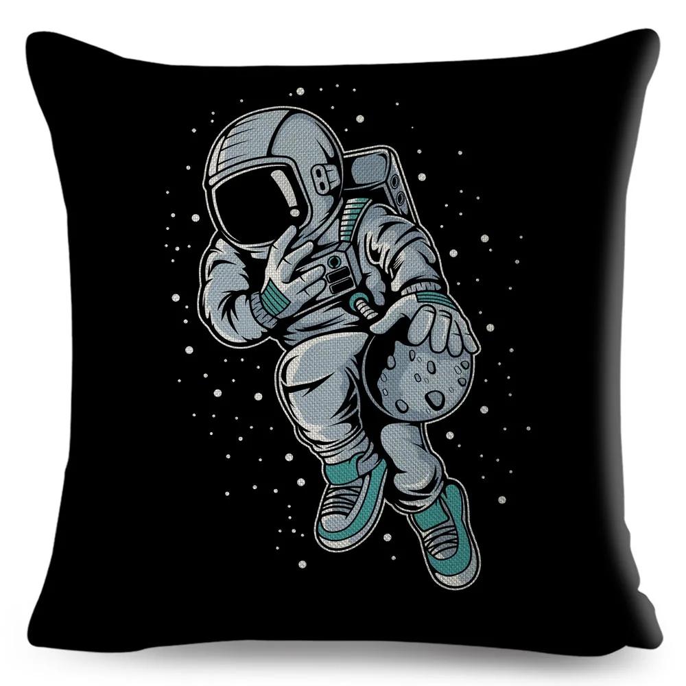 Cartoon Astronaut Sports Cushion Sofa Home Decoration Kids Room Planet Music Pillowcase