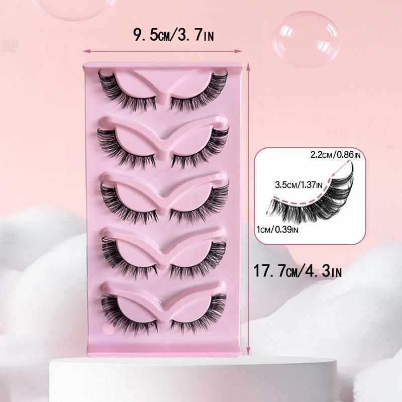 1Pc European and American style 5-pair fox-style Slanted Natural One-piece Black Cat-eye False Eyelashes