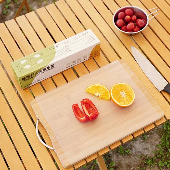 300CM/Role Venkovní Jednorázová Podložka na Krájení s Obousměrným Posuvným Řezačem Kempování BBQ Piknik Protiskluzová Podložka na Krájení Masa Zeleniny