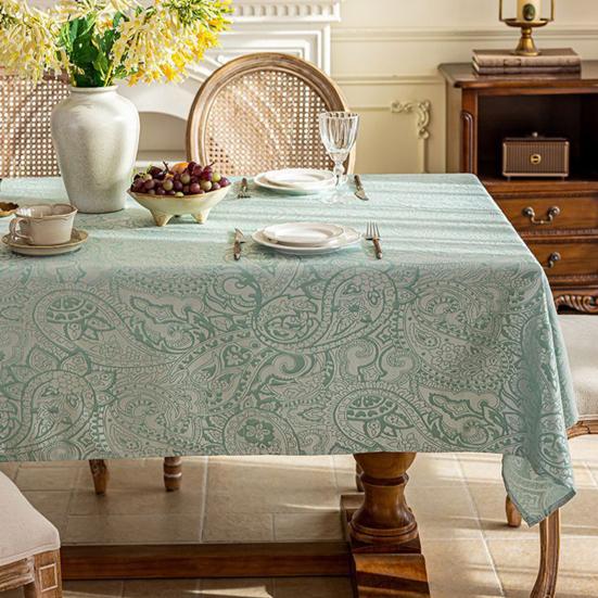 Tablecloth Waterproof Oil-Proof French Retro Style Rectangular Dining Table Cover with Tassels Crochet Patterns Home Kitchen Restaurant Decor