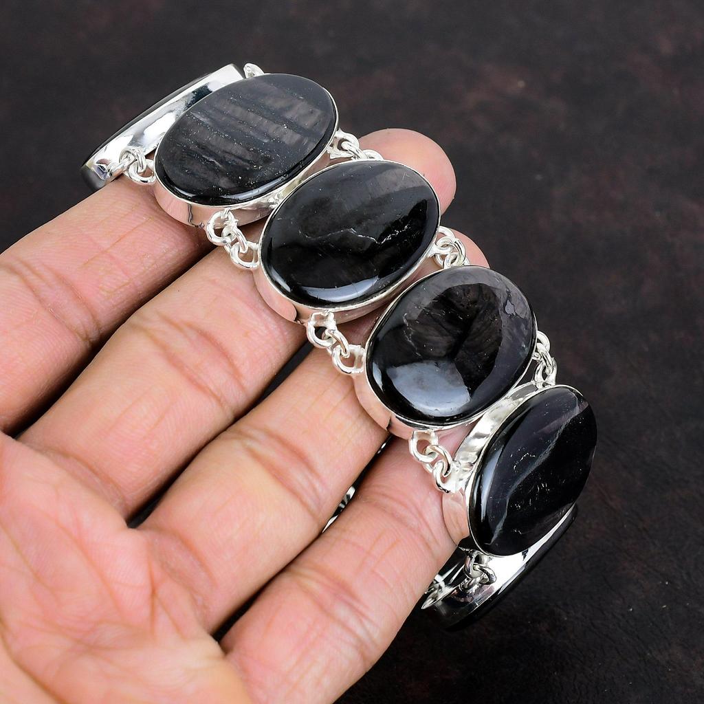 Hypersthen Edelstein Armband antiker handgefertigter Schmuck 925 Sterlingsilber Armband verstellbares Kettenarmband Damenarmband Verlobungsgeschenk