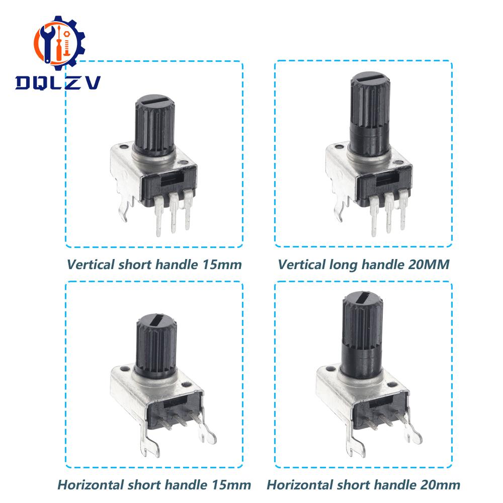 RV09 Horizontal Vertical Adjustable Potentiometer 15/20mm Shaft 1K 2K 5k 10K 20K 50K 100K 1M 0932 9 Type 3pin Seal Potentiometer