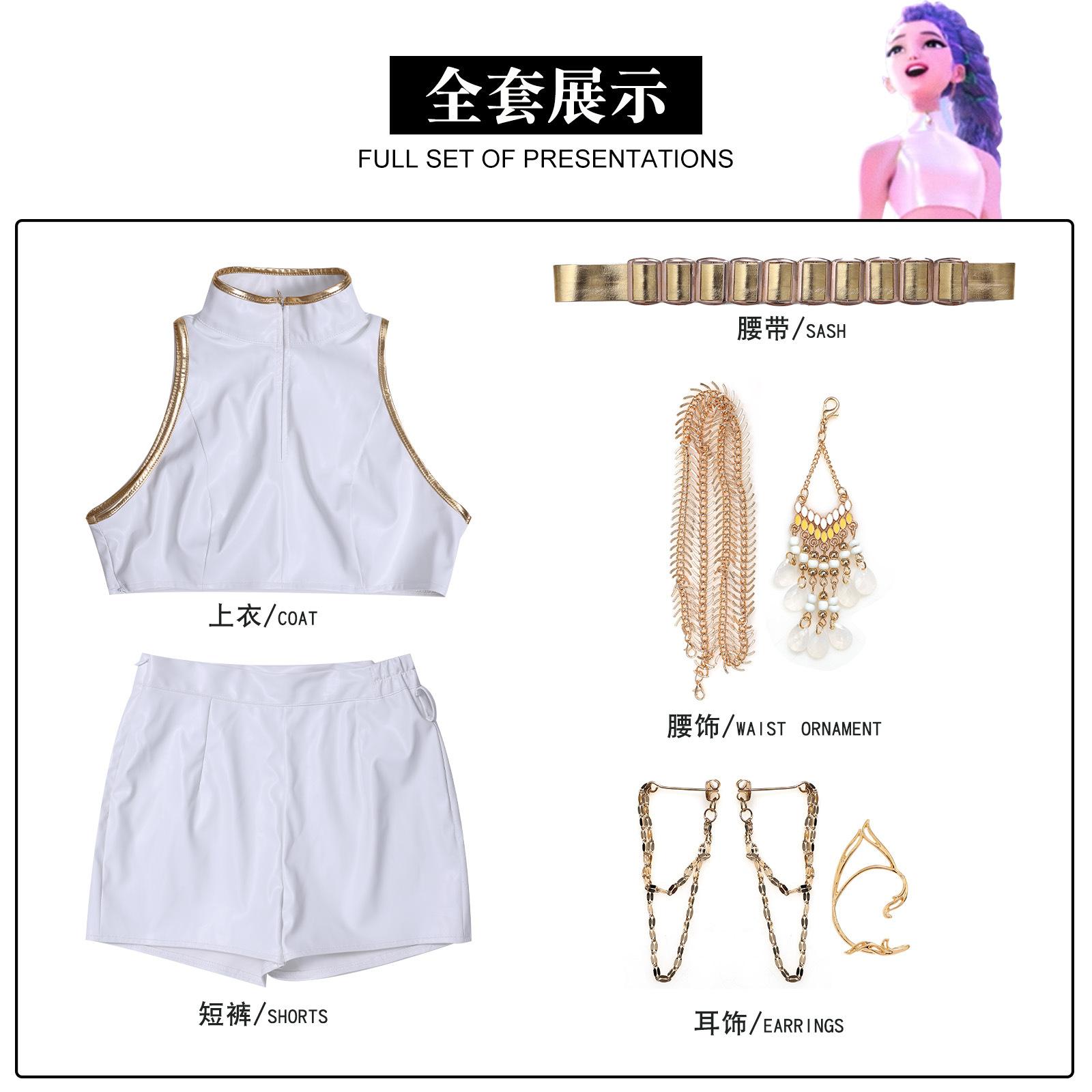 

Kpop Охотник на демонов Huntrix Mira Rumi Zoey Косплей Костюм Парик Белый Костюм Корейская Волна Суперзвезда Идол Сценические Комплекты Хэллоуин Kid 150