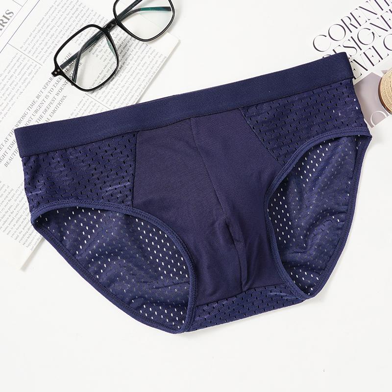Men's Breifs Panties Boxers Male Hombre Breathable Mesh Ice Silk Men's Intimate Underpants Men Solid Color Underwear