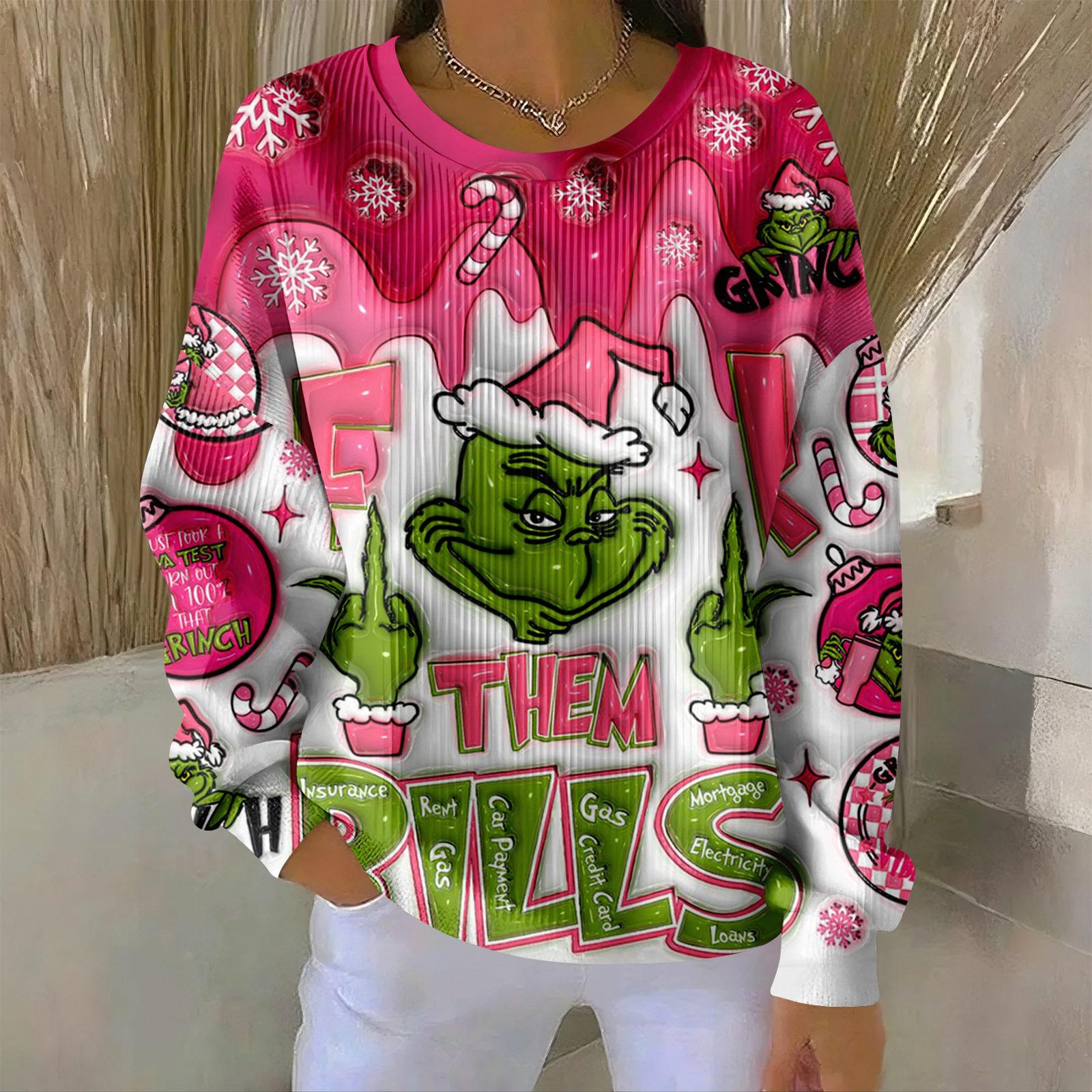 Женский свободный удобный повседневный и модный свитшот с круглым вырезом и узором с длинными рукавами L