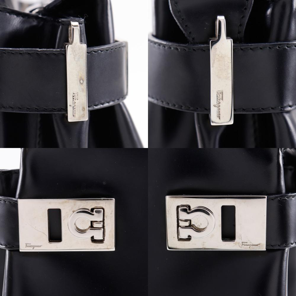 Salvatore Ferragamo Gancini Handbag AQ-21 0167 black Calfskin Women Used