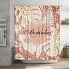 Monochrome Palm Print Shower Curtain Name Bath Decor For Home Bathroom Pink White Colorful Leaf Design Modern Style