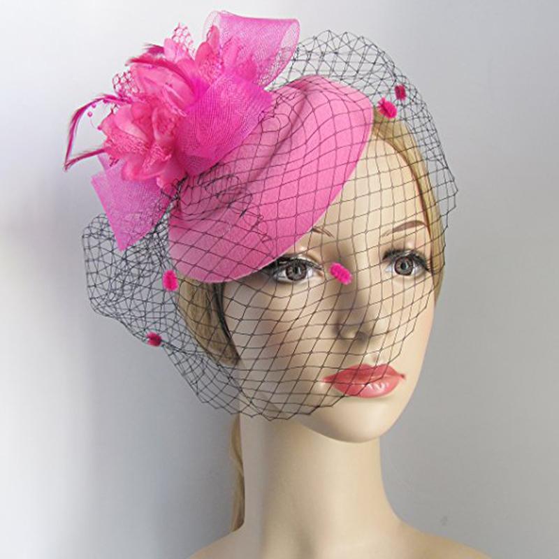 Feather Veil Headband With Lace Flower Women Elegant Hat Headwear Hairpinsfascinating Wedding Party Hair Clip