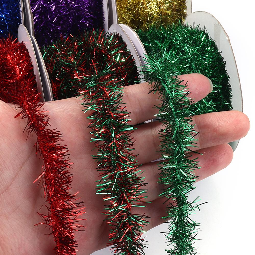10Yards/Roll 2cm Colorful Stripes Christmas Garland Colorful Christmas Wrapping Tinsel Ribbons Gift Wedding New Year Party Decor