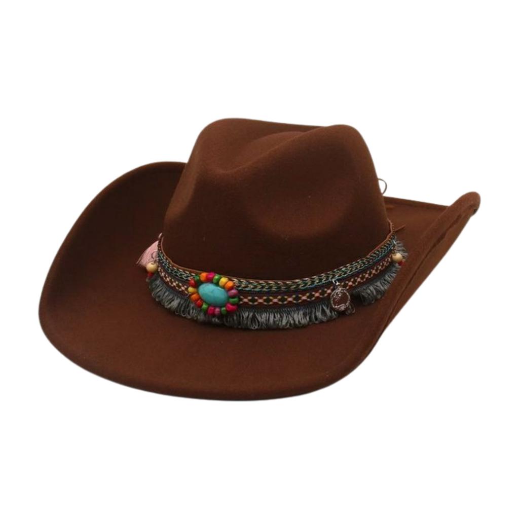 Peach Heart Western Cowboy Upturned Top Hat Ethnic Wind Cow Head Woolen Felt Hat Stage Prop Hat