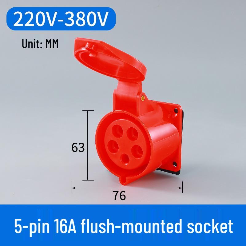 16/32A Waterproof Industrial Plug & Socket - Surface/Flush Mounted Aviation Connector