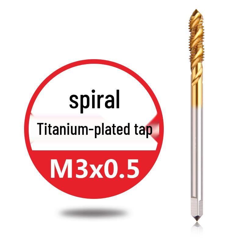 Titanium-Plated Spiral Flute Blind Hole Taps Set (M3-M20)