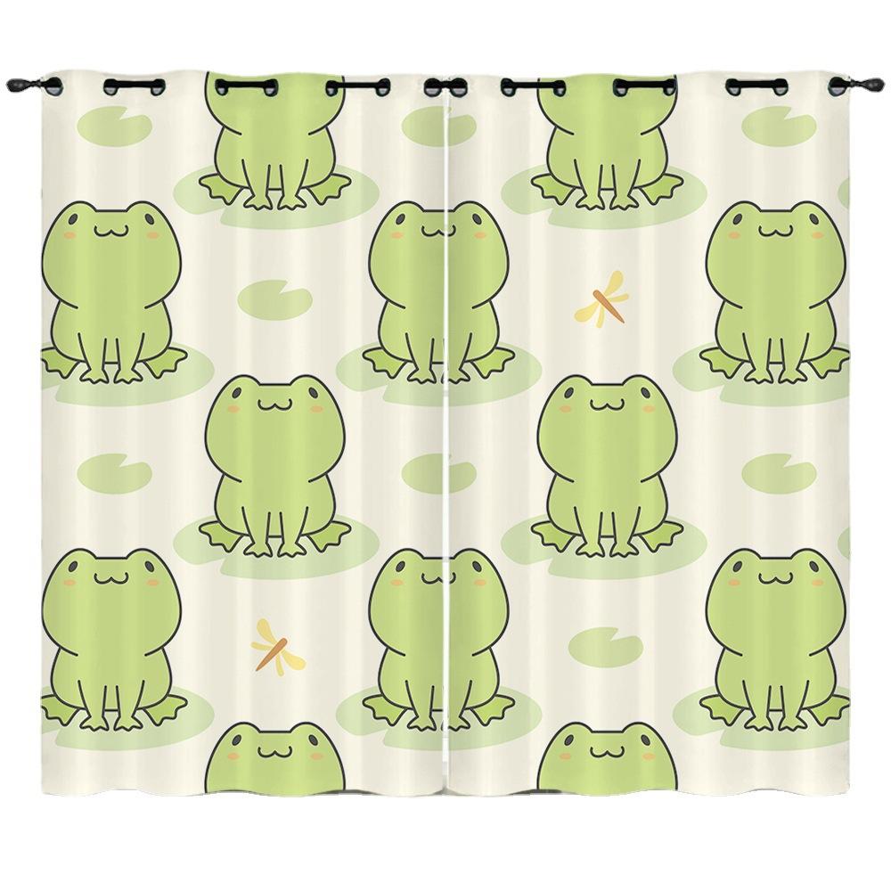 Curtain Cartoon Animal Frog 3D Digital Printing Blackout Curtain Punching