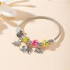 Adjustable Beaded Bracelet with Elephant Pendant Letter Crystal Beads and Floral Charm DIY Jewelry Making Kit