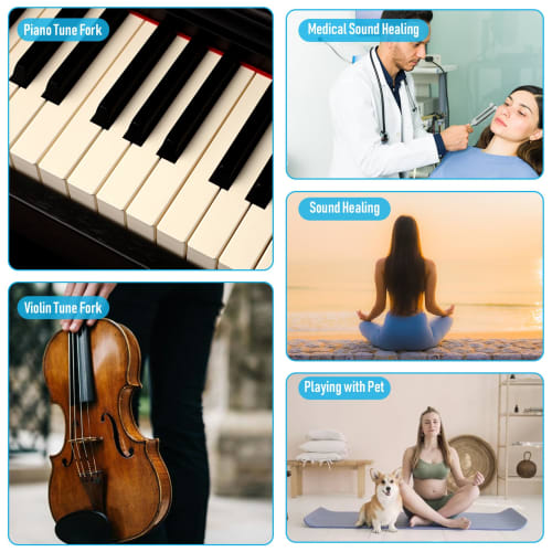 Azwamkue 432 Hz Tuning Fork with Hammer, Healing Sound for Healing Therapy and Yoga, Aluminum Alloy Tuning Fork, Silver