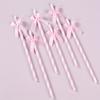 10pcs Pink Striped Bow Paper Straws, Disposable Drinking Straws for Birthday, Wedding, Baby Shower Party Decorations