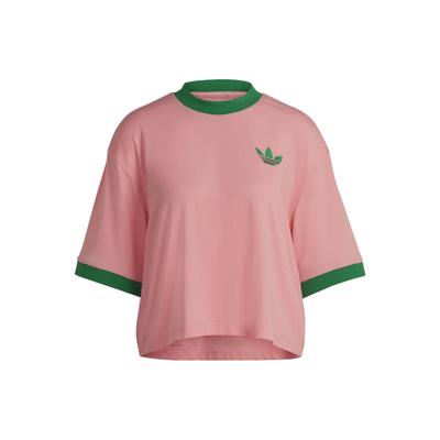 T-shirt Manches Courtes Col Ras du Cou Logo Iconique Brodé Color Block Originals Femmes Hauts Rose IB2061